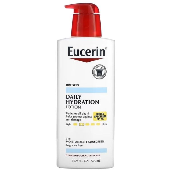 IMG_0318 Eucerin Daily Hydration Broad Spectrum SPF 15 Body Lotion لوشن للترطيب اليومي بعامل حمايه من الشمس SPF 15 - الصورة 1