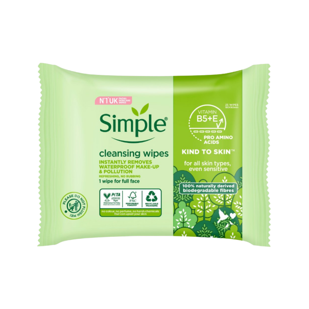 IMG_0568 Simple Cleansing Wipes For All Skin Types Even Sensitive 25 Wipes - الصورة 1